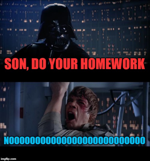 Star Wars No Meme | SON, DO YOUR HOMEWORK; NOOOOOOOOOOOOOOOOOOOOOOOOOO | image tagged in memes,star wars no | made w/ Imgflip meme maker