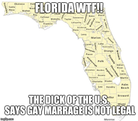 FLORIDA WTF!! THE DICK OF THE U.S. SAYS GAY MARRAGE IS NOT LEGAL | image tagged in funny memes | made w/ Imgflip meme maker