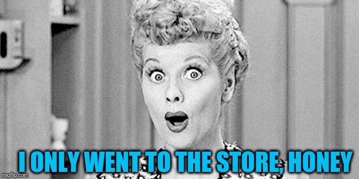 I love lucy | I ONLY WENT TO THE STORE, HONEY | image tagged in i love lucy | made w/ Imgflip meme maker