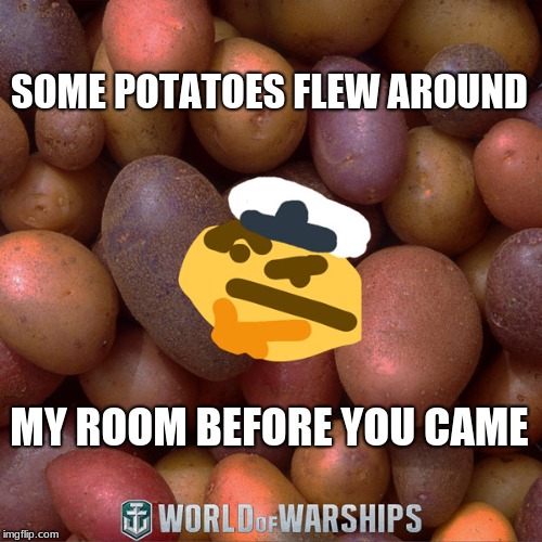 World of Warships - Potato Thoughts | SOME POTATOES FLEW AROUND; MY ROOM BEFORE YOU CAME | image tagged in world of warships - potato thoughts | made w/ Imgflip meme maker