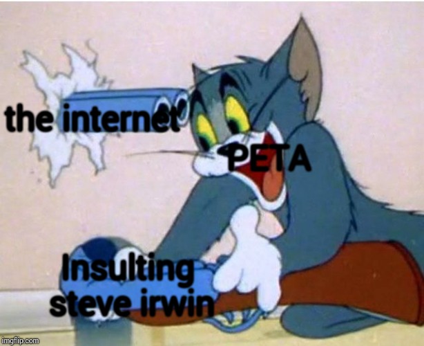 Tom and Jerry | the internet; PETA; Insulting steve irwin | image tagged in tom and jerry | made w/ Imgflip meme maker
