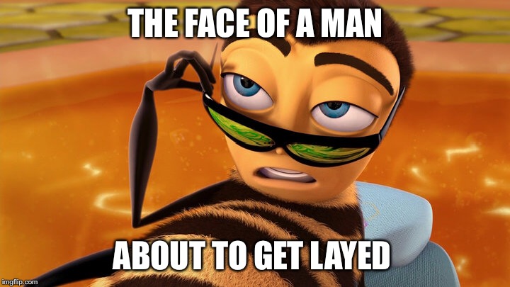 Bee mine | THE FACE OF A MAN; ABOUT TO GET LAYED | image tagged in memes,funny memes,bee movie | made w/ Imgflip meme maker