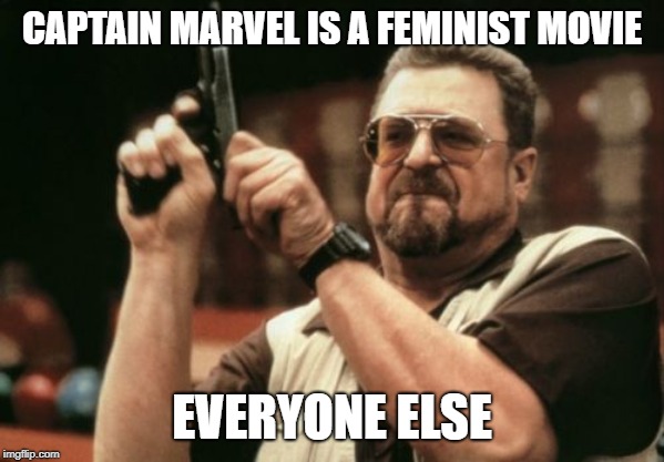 Am I The Only One Around Here Meme | CAPTAIN MARVEL IS A FEMINIST MOVIE; EVERYONE ELSE | image tagged in memes,am i the only one around here | made w/ Imgflip meme maker