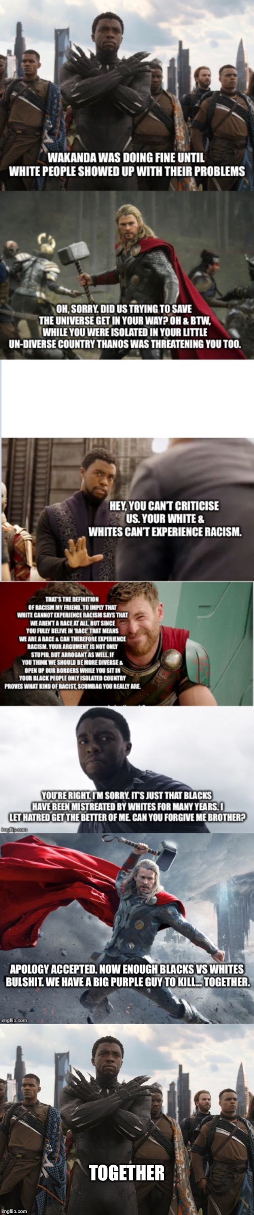 TOGETHER | image tagged in wakanda forever,diversity,white people,black lives matter,no racism | made w/ Imgflip meme maker