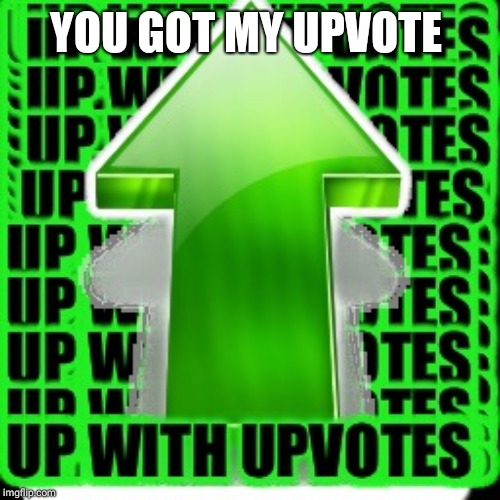 upvote | YOU GOT MY UPVOTE | image tagged in upvote | made w/ Imgflip meme maker