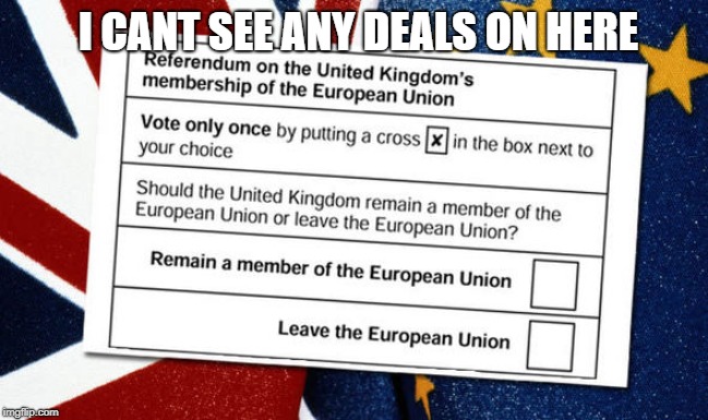 I CANT SEE ANY DEALS ON HERE | image tagged in voting ballot | made w/ Imgflip meme maker