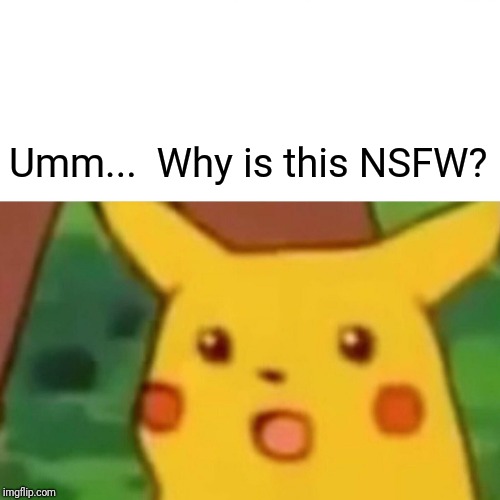 Surprised Pikachu Meme | Umm...  Why is this NSFW? | image tagged in memes,surprised pikachu | made w/ Imgflip meme maker