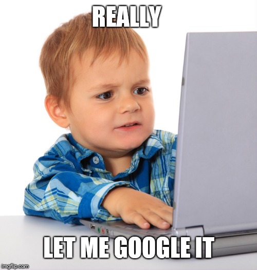 Confused kid on the net | REALLY LET ME GOOGLE IT | image tagged in confused kid on the net | made w/ Imgflip meme maker