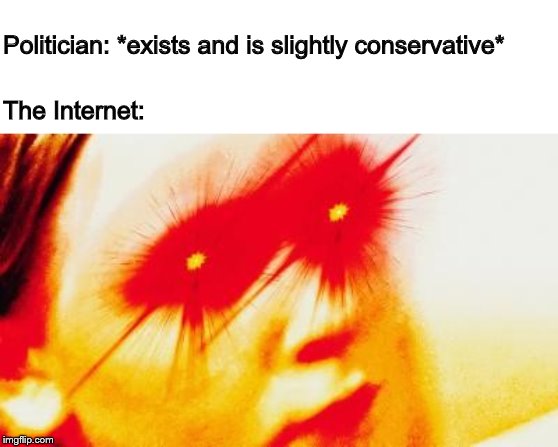 Am I wrong? | Politician: *exists and is slightly conservative*; The Internet: | image tagged in politics,meme,triggered,internet,truth hurts | made w/ Imgflip meme maker