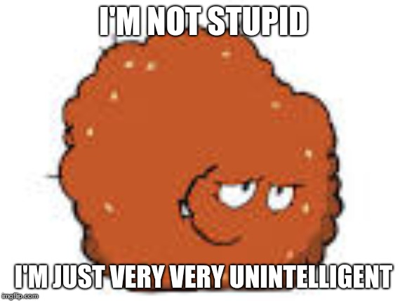 Meatball guy | I'M NOT STUPID; I'M JUST VERY VERY UNINTELLIGENT | image tagged in meatball guy | made w/ Imgflip meme maker