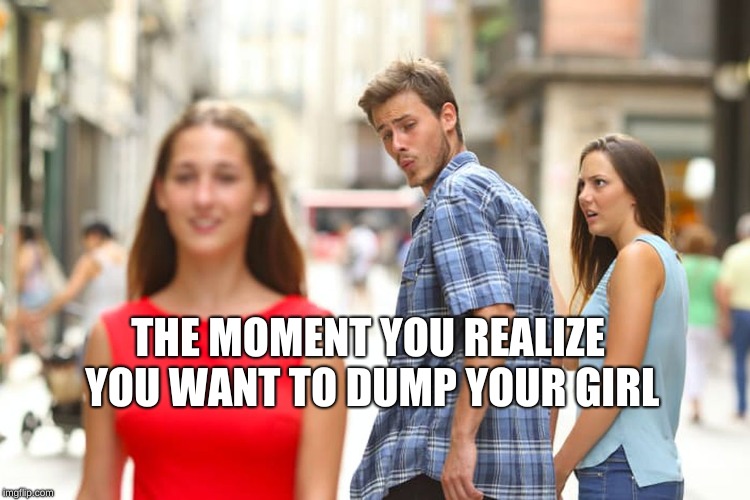 Distracted Boyfriend | THE MOMENT YOU REALIZE YOU WANT TO DUMP YOUR GIRL | image tagged in memes,distracted boyfriend | made w/ Imgflip meme maker