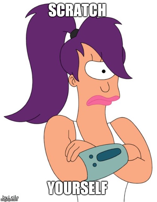Leela Not Happy | SCRATCH YOURSELF | image tagged in leela not happy | made w/ Imgflip meme maker