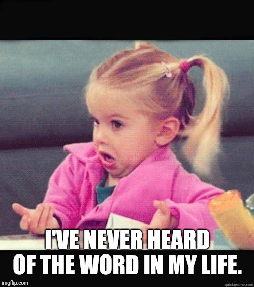 I dont know girl | I'VE NEVER HEARD OF THE WORD IN MY LIFE. | image tagged in i dont know girl | made w/ Imgflip meme maker