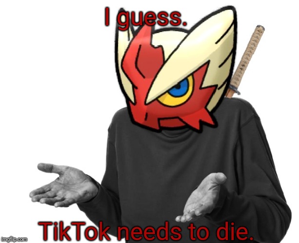 I guess I'll (Blaze the Blaziken) | I guess. TikTok needs to die. | image tagged in i guess i'll just go die blaze the blaziken | made w/ Imgflip meme maker