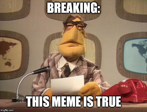 muppet news | BREAKING: THIS MEME IS TRUE | image tagged in muppet news | made w/ Imgflip meme maker