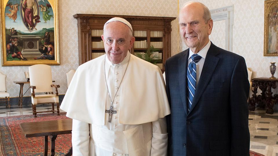 High Quality Pope not amused with mormon leader Nelson Blank Meme Template