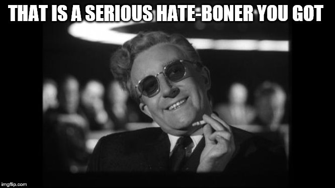 dr strangelove | THAT IS A SERIOUS HATE-BONER YOU GOT | image tagged in dr strangelove | made w/ Imgflip meme maker