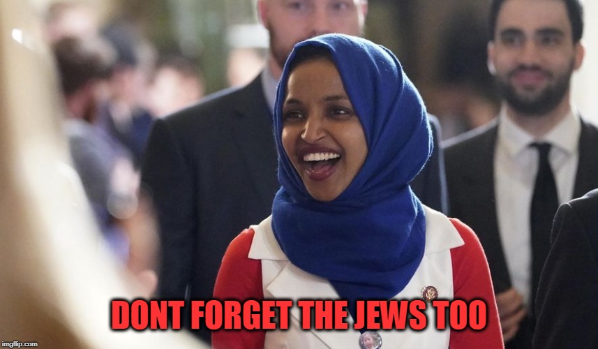 Rep. Ilhan Omar | DONT FORGET THE JEWS TOO | image tagged in rep ilhan omar | made w/ Imgflip meme maker