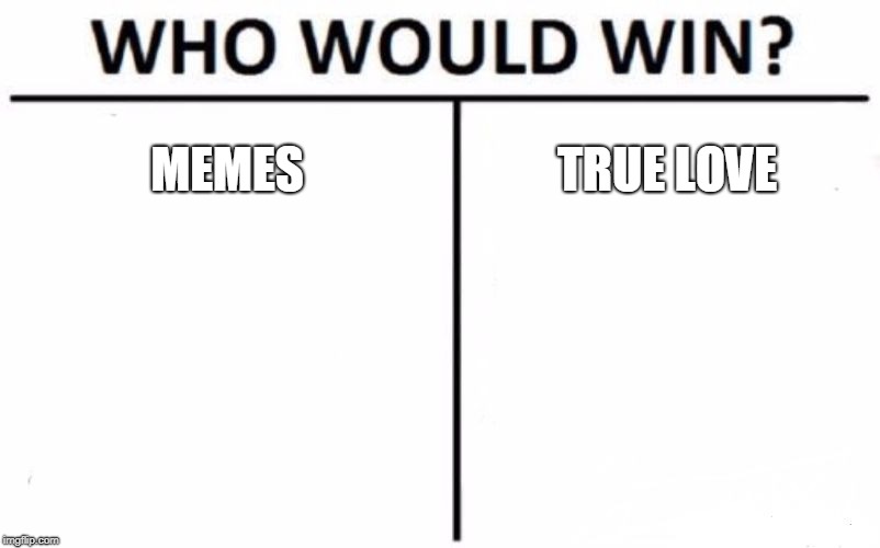 Who Would Win? Meme | MEMES; TRUE LOVE | image tagged in memes,who would win | made w/ Imgflip meme maker