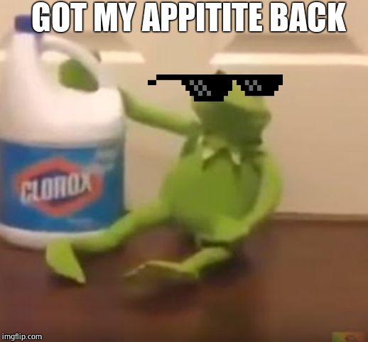 Kermit Suicide | GOT MY APPITITE BACK | image tagged in kermit suicide | made w/ Imgflip meme maker