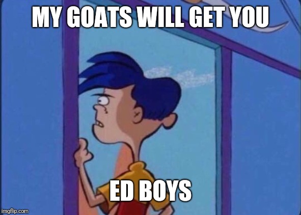 Rolf meme | MY GOATS WILL GET YOU ED BOYS | image tagged in rolf meme | made w/ Imgflip meme maker
