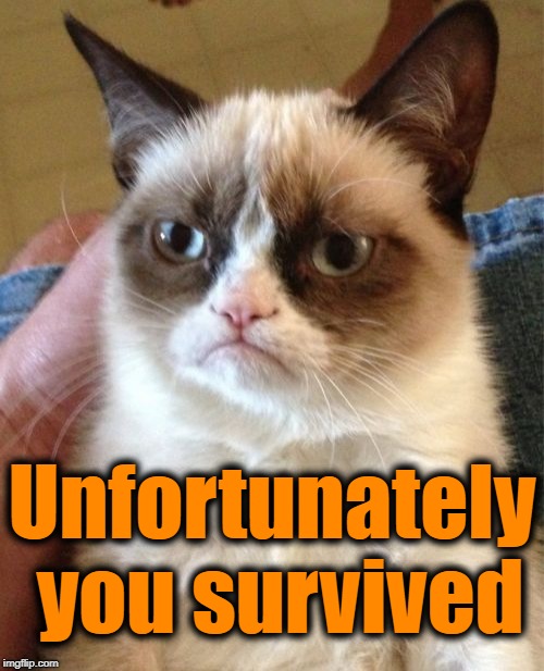Grumpy Cat Meme | Unfortunately you survived | image tagged in memes,grumpy cat | made w/ Imgflip meme maker