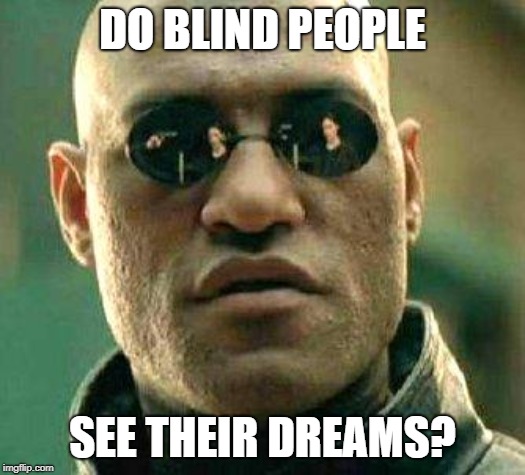 What if i told you | DO BLIND PEOPLE; SEE THEIR DREAMS? | image tagged in what if i told you | made w/ Imgflip meme maker