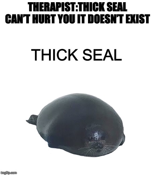 Thick seal  | THERAPIST:THICK SEAL CAN’T HURT YOU IT DOESN’T EXIST; THICK SEAL | image tagged in blank white template,thicc,seal,2019 | made w/ Imgflip meme maker