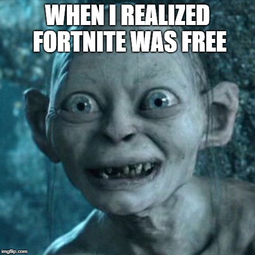 Gollum | WHEN I REALIZED FORTNITE WAS FREE | image tagged in memes,gollum | made w/ Imgflip meme maker