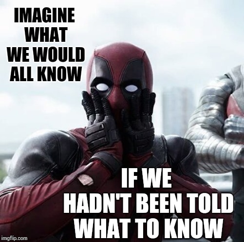 Imagine How Many Lives Have Been Stolen So Someone In A Suit Wouldn't Lose A Percentage.  Where Have All Our Morals Gone?  | IMAGINE WHAT WE WOULD ALL KNOW; IF WE HADN'T BEEN TOLD WHAT TO KNOW | image tagged in memes,deadpool surprised,gimme,mine,unhealthy narcissism,of all the gin joints in all the towns in all the world | made w/ Imgflip meme maker