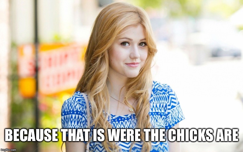 Hot Girl | BECAUSE THAT IS WERE THE CHICKS ARE | image tagged in hot girl | made w/ Imgflip meme maker