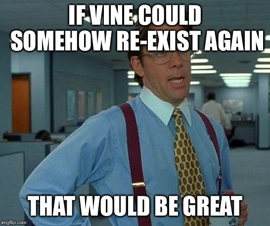 That Would Be Great Meme | IF VINE COULD SOMEHOW RE-EXIST AGAIN THAT WOULD BE GREAT | image tagged in memes,that would be great | made w/ Imgflip meme maker