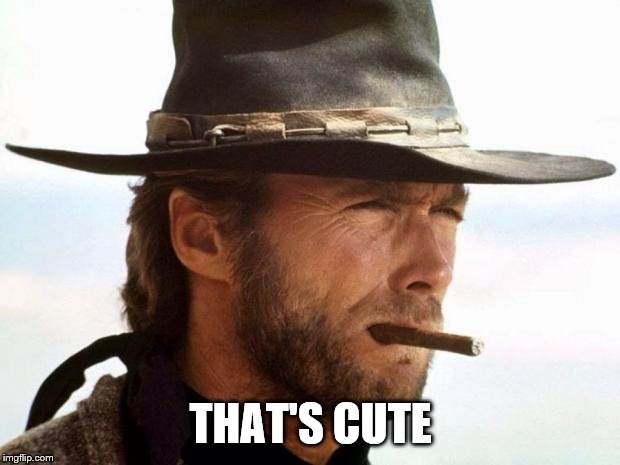 Clint Eastwood  | THAT'S CUTE | image tagged in clint eastwood | made w/ Imgflip meme maker