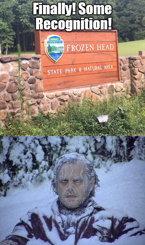 Hard work pays off........ | Finally! Some Recognition! | image tagged in memes,jack nicholson the shining snow,frozen head | made w/ Imgflip meme maker