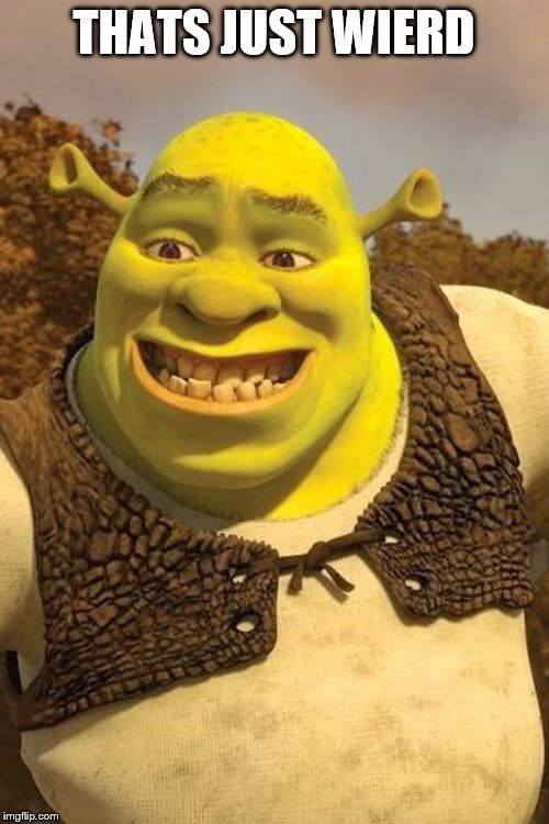 Smiling Shrek | THATS JUST WIERD | image tagged in smiling shrek | made w/ Imgflip meme maker