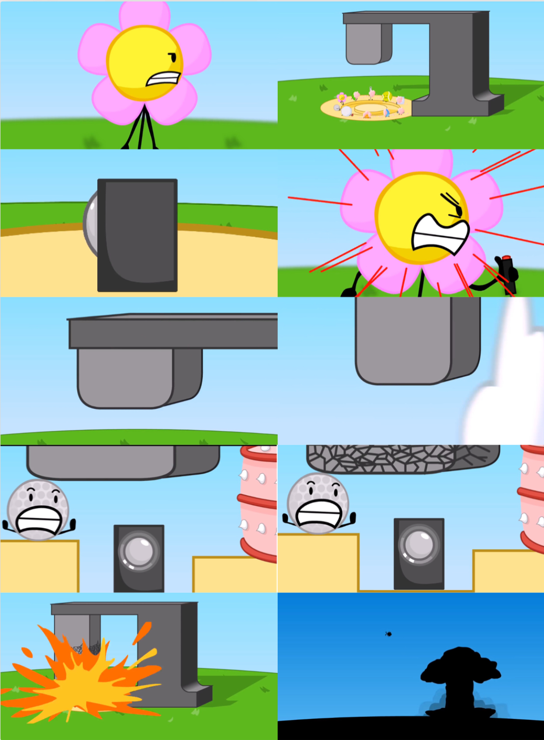 High Quality BFDI Flower’s Announcer Crusher Blank Meme Template