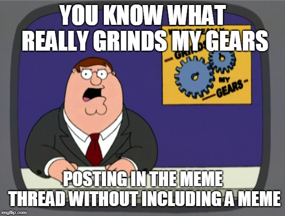 Peter Griffin News Meme | YOU KNOW WHAT REALLY GRINDS MY GEARS; POSTING IN THE MEME THREAD WITHOUT INCLUDING A MEME | image tagged in memes,peter griffin news | made w/ Imgflip meme maker