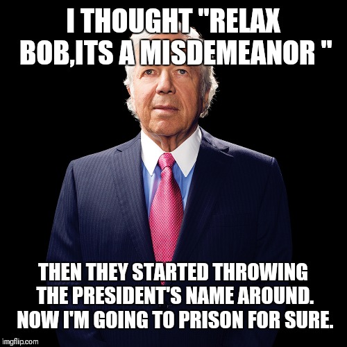 Angel Kraft | I THOUGHT "RELAX BOB,ITS A MISDEMEANOR "; THEN THEY STARTED THROWING THE PRESIDENT'S NAME AROUND. NOW I'M GOING TO PRISON FOR SURE. | image tagged in angel kraft | made w/ Imgflip meme maker