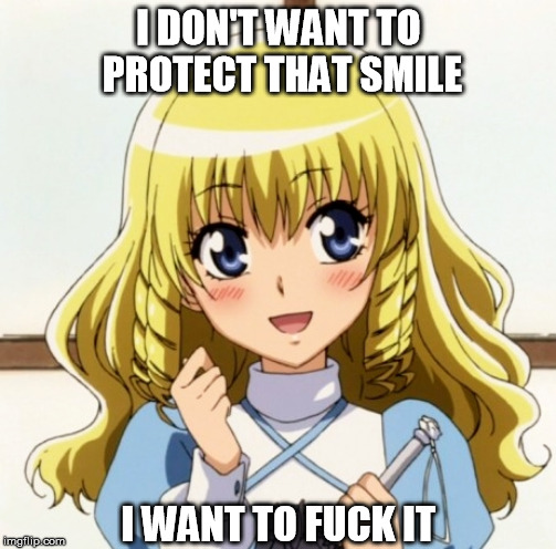 I DON'T WANT TO PROTECT THAT SMILE; I WANT TO FUCK IT | image tagged in aoi hyoudou,kaichou wa maid-sama,trap,yaoi,fellatio | made w/ Imgflip meme maker