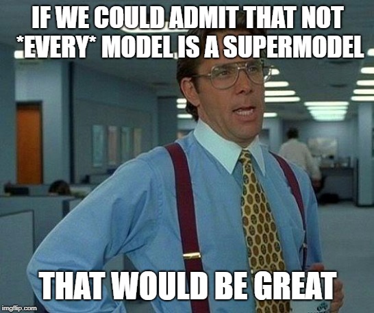 That Would Be Great | IF WE COULD ADMIT THAT NOT *EVERY* MODEL IS A SUPERMODEL; THAT WOULD BE GREAT | image tagged in memes,that would be great | made w/ Imgflip meme maker