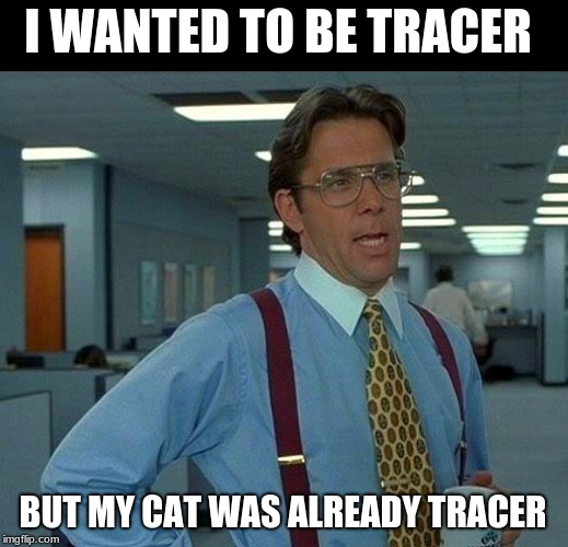 That Would Be Great Meme | I WANTED TO BE TRACER; BUT MY CAT WAS ALREADY TRACER | image tagged in memes,that would be great | made w/ Imgflip meme maker
