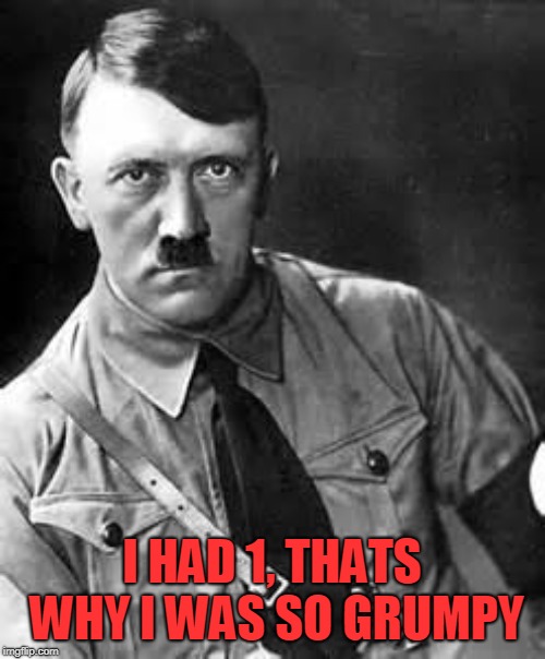 Adolf Hitler | I HAD 1, THATS WHY I WAS SO GRUMPY | image tagged in adolf hitler | made w/ Imgflip meme maker