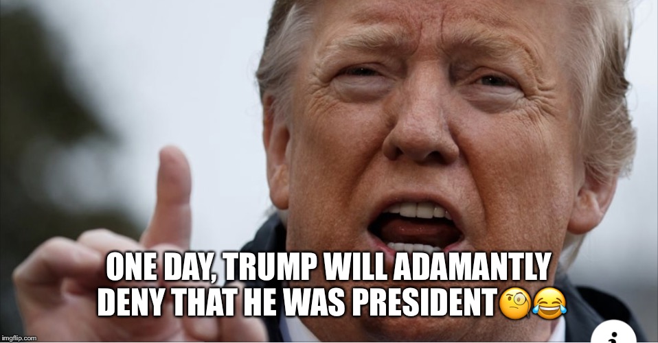 Trump “The Liar In Chief” | ONE DAY, TRUMP WILL ADAMANTLY DENY THAT HE WAS PRESIDENT🧐😂 | image tagged in donald trump,liar in chief | made w/ Imgflip meme maker