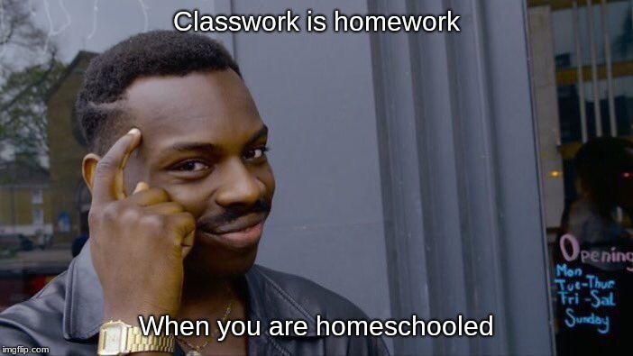 Roll Safe Think About It Meme | Classwork is homework; When you are homeschooled | image tagged in memes,roll safe think about it | made w/ Imgflip meme maker