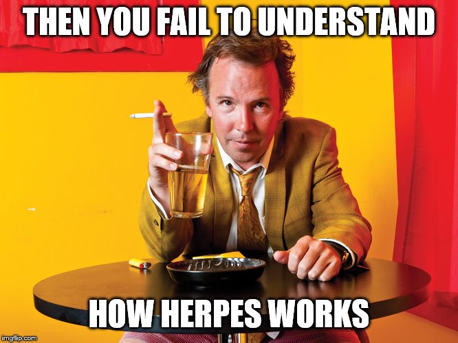 Doug Stanhope | THEN YOU FAIL TO UNDERSTAND HOW HERPES WORKS | image tagged in doug stanhope | made w/ Imgflip meme maker