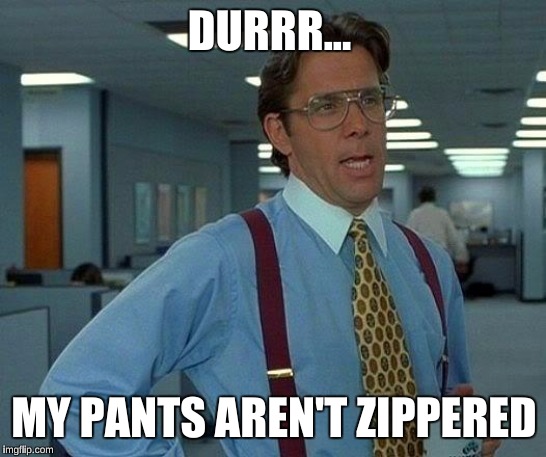 That Would Be Great Meme | DURRR... MY PANTS AREN'T ZIPPERED | image tagged in memes,that would be great | made w/ Imgflip meme maker