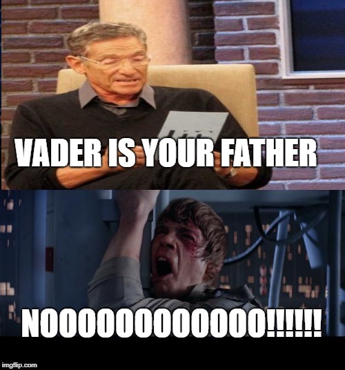 Star Wars No Meme | VADER IS YOUR FATHER; NOOOOOOOOOOOO!!!!!! | image tagged in memes,star wars no,maury lie detector | made w/ Imgflip meme maker