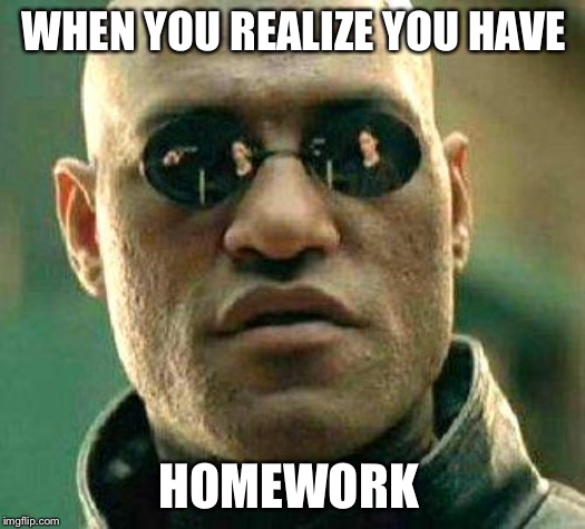 What if i told you | WHEN YOU REALIZE YOU HAVE; HOMEWORK | image tagged in what if i told you | made w/ Imgflip meme maker