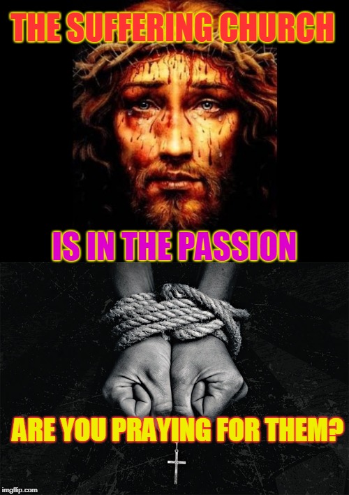 THE SUFFERING CHURCH; IS IN THE PASSION; ARE YOU PRAYING FOR THEM? | made w/ Imgflip meme maker