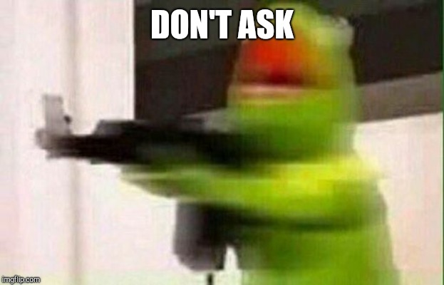 Less is more | DON'T ASK | image tagged in kermit gun | made w/ Imgflip meme maker